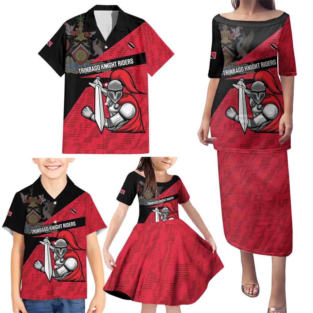 Custom Trinidad and Tobago Cricket Knight Riders Family Matching Puletasi and Hawaiian Shirt Go Trinbago