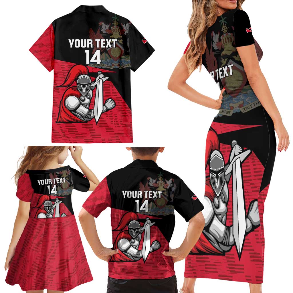 Custom Trinidad and Tobago Cricket Knight Riders Family Matching Short Sleeve Bodycon Dress and Hawaiian Shirt Go Trinbago