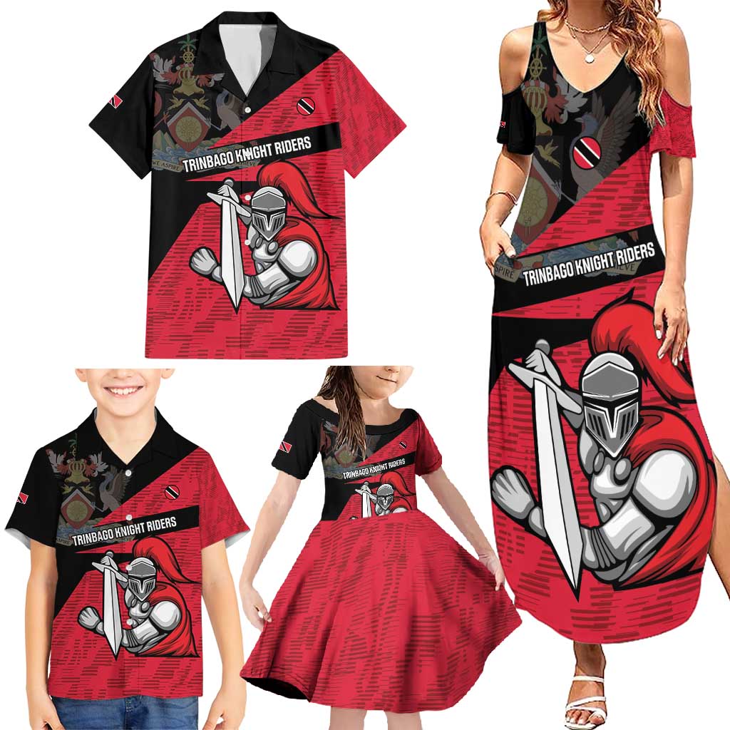 Custom Trinidad and Tobago Cricket Knight Riders Family Matching Summer Maxi Dress and Hawaiian Shirt Go Trinbago