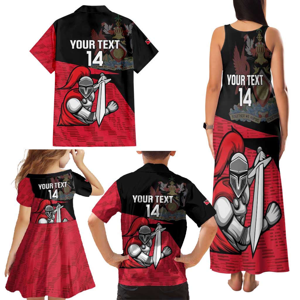 Custom Trinidad and Tobago Cricket Knight Riders Family Matching Tank Maxi Dress and Hawaiian Shirt Go Trinbago