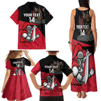 Custom Trinidad and Tobago Cricket Knight Riders Family Matching Tank Maxi Dress and Hawaiian Shirt Go Trinbago