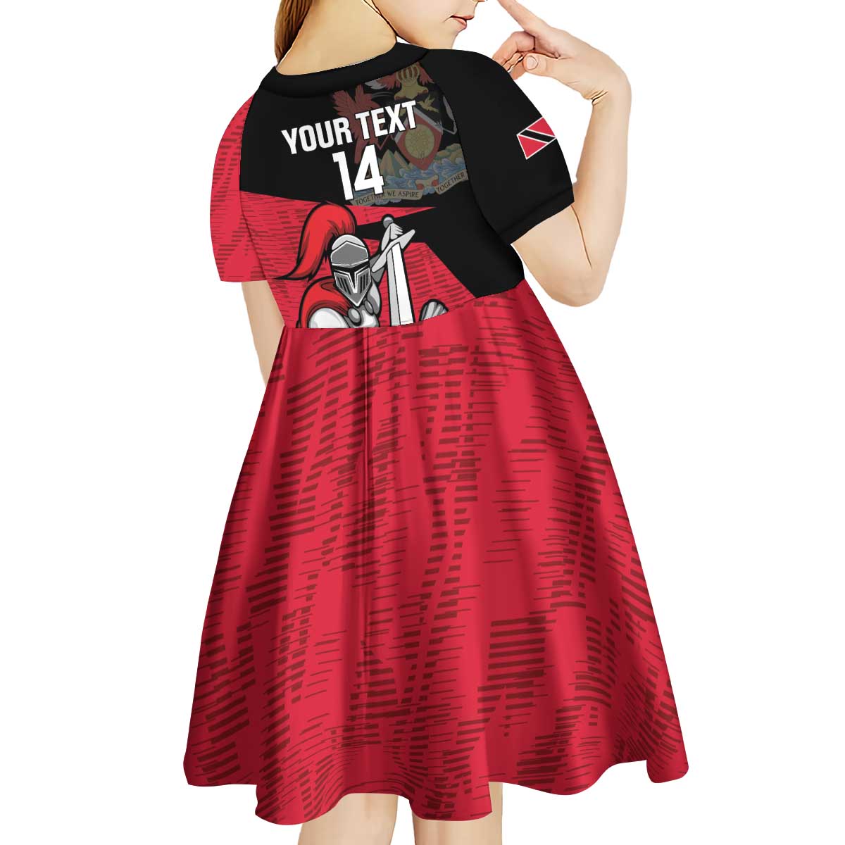 Custom Trinidad and Tobago Cricket Knight Riders Kid Short Sleeve Dress Go Trinbago