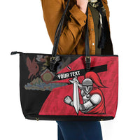 Custom Trinidad and Tobago Cricket Knight Riders Leather Tote Bag Go Trinbago