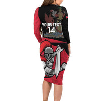 Custom Trinidad and Tobago Cricket Knight Riders Long Sleeve Bodycon Dress Go Trinbago