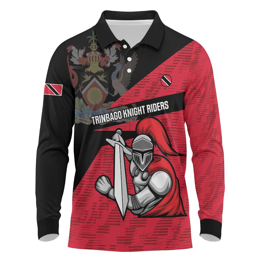 Custom Trinidad and Tobago Cricket Knight Riders Long Sleeve Polo Shirt Go Trinbago