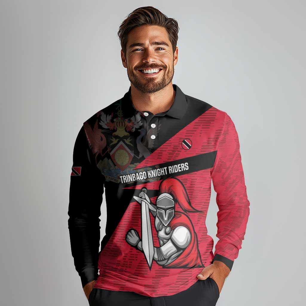 Custom Trinidad and Tobago Cricket Knight Riders Long Sleeve Polo Shirt Go Trinbago