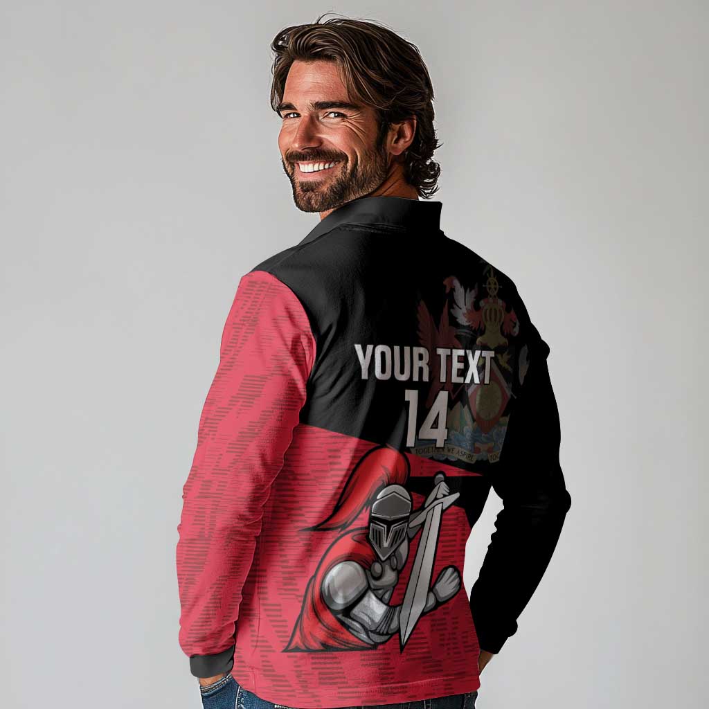 Custom Trinidad and Tobago Cricket Knight Riders Long Sleeve Polo Shirt Go Trinbago