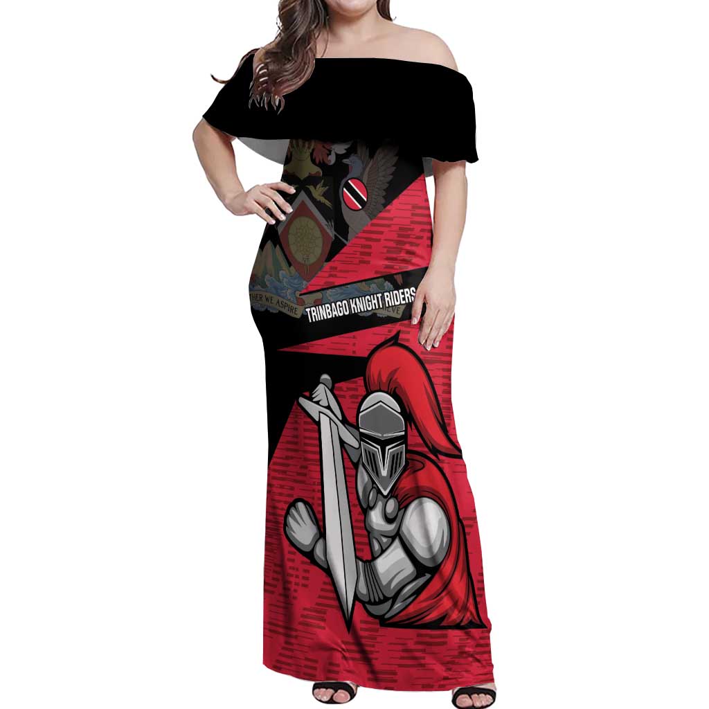 Custom Trinidad and Tobago Cricket Knight Riders Off Shoulder Maxi Dress Go Trinbago