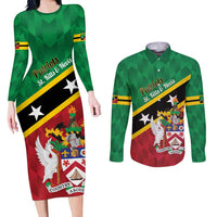 Custom Saint Kitts and Nevis Cricket Couples Matching Long Sleeve Bodycon Dress and Long Sleeve Button Shirt Go Champions Patriots