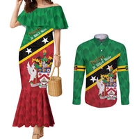 Custom Saint Kitts and Nevis Cricket Couples Matching Mermaid Dress and Long Sleeve Button Shirt Go Champions Patriots