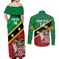 Custom Saint Kitts and Nevis Cricket Couples Matching Off Shoulder Maxi Dress and Long Sleeve Button Shirt Go Champions Patriots