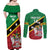 Custom Saint Kitts and Nevis Cricket Couples Matching Off Shoulder Maxi Dress and Long Sleeve Button Shirt Go Champions Patriots