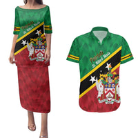 Custom Saint Kitts and Nevis Cricket Couples Matching Puletasi and Hawaiian Shirt Go Champions Patriots