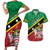 Custom Saint Kitts and Nevis Cricket Couples Matching Short Sleeve Bodycon Dress and Hawaiian Shirt Go Champions Patriots