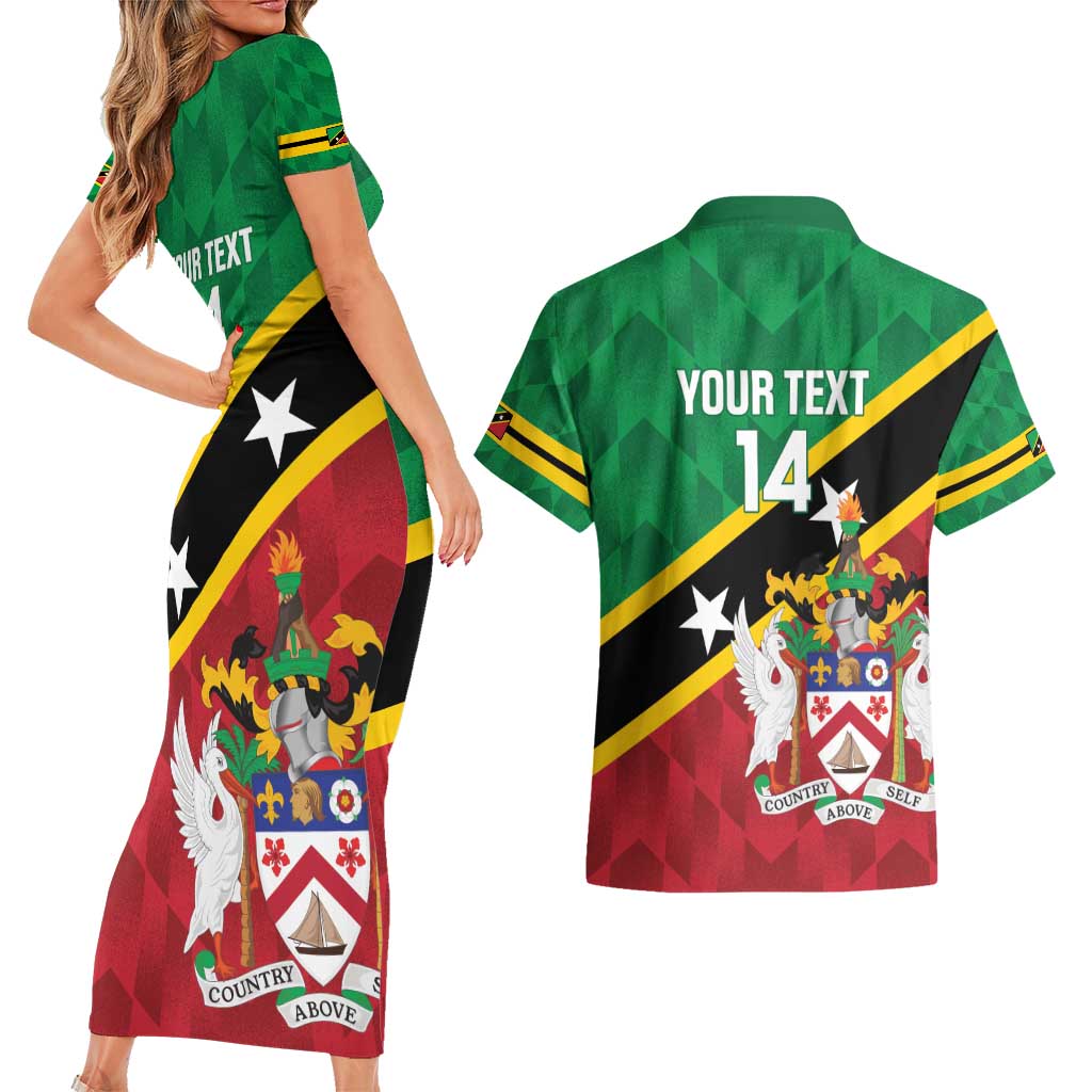 Custom Saint Kitts and Nevis Cricket Couples Matching Short Sleeve Bodycon Dress and Hawaiian Shirt Go Champions Patriots
