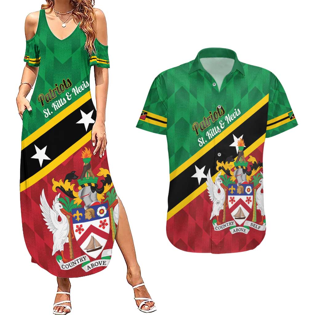 Custom Saint Kitts and Nevis Cricket Couples Matching Summer Maxi Dress and Hawaiian Shirt Go Champions Patriots