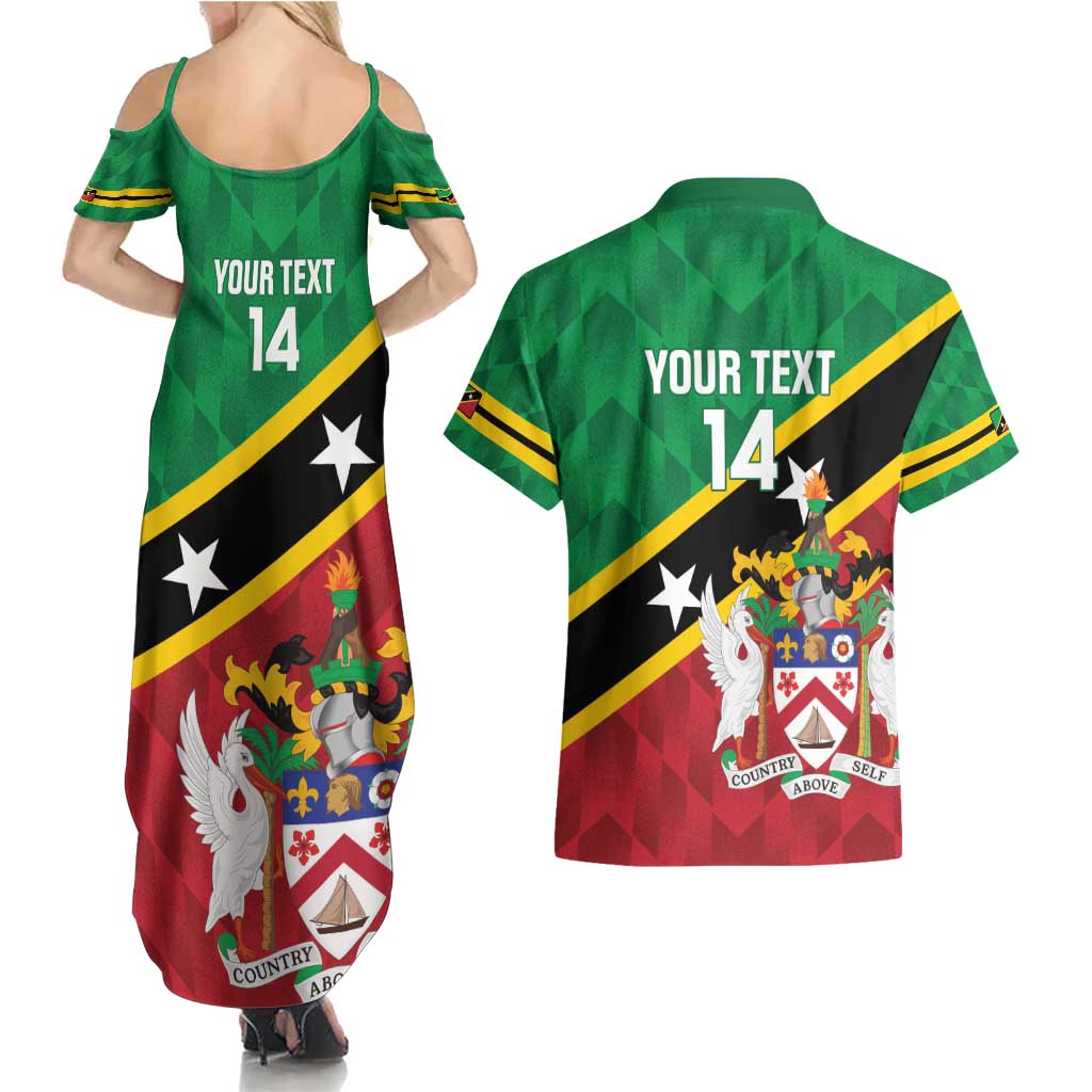 Custom Saint Kitts and Nevis Cricket Couples Matching Summer Maxi Dress and Hawaiian Shirt Go Champions Patriots