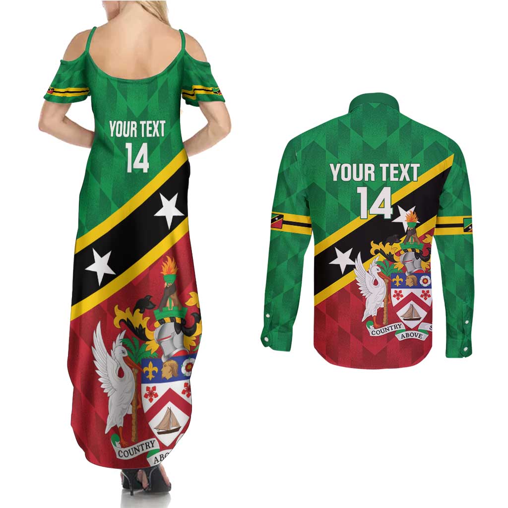 Custom Saint Kitts and Nevis Cricket Couples Matching Summer Maxi Dress and Long Sleeve Button Shirt Go Champions Patriots