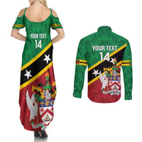 Custom Saint Kitts and Nevis Cricket Couples Matching Summer Maxi Dress and Long Sleeve Button Shirt Go Champions Patriots