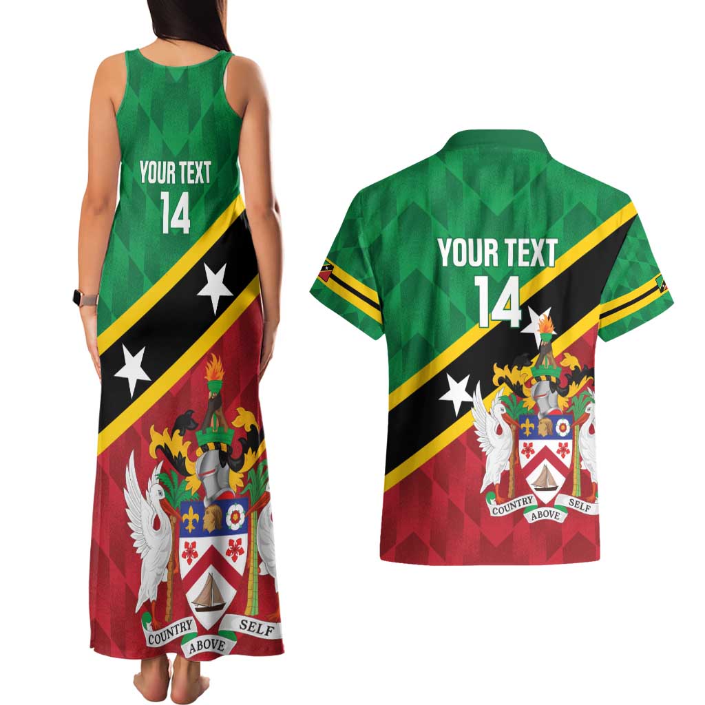 Custom Saint Kitts and Nevis Cricket Couples Matching Tank Maxi Dress and Hawaiian Shirt Go Champions Patriots