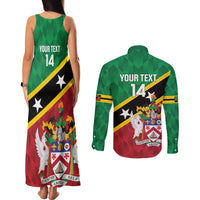 Custom Saint Kitts and Nevis Cricket Couples Matching Tank Maxi Dress and Long Sleeve Button Shirt Go Champions Patriots