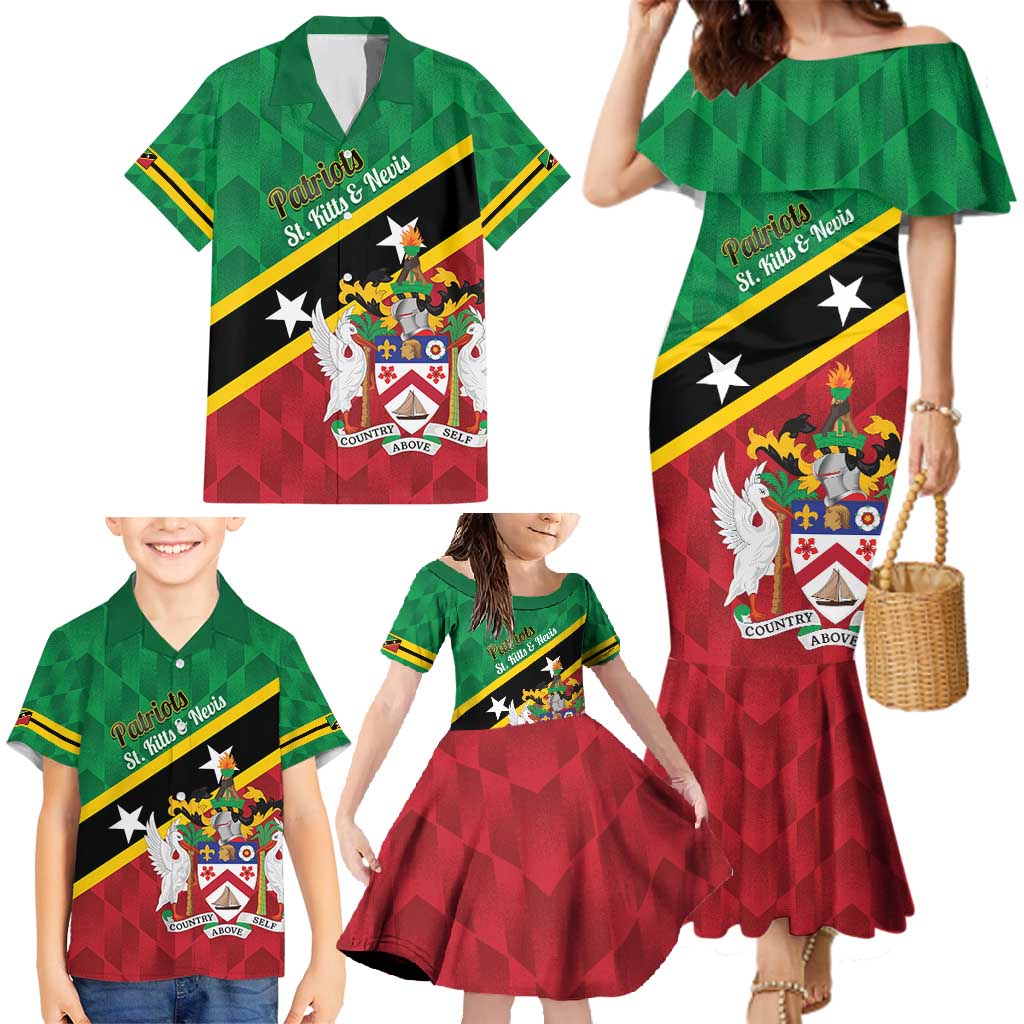 Custom Saint Kitts and Nevis Cricket Family Matching Mermaid Dress and Hawaiian Shirt Go Champions Patriots