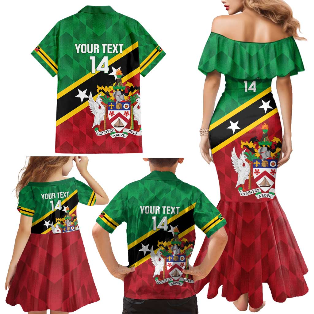 Custom Saint Kitts and Nevis Cricket Family Matching Mermaid Dress and Hawaiian Shirt Go Champions Patriots