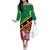 Custom Saint Kitts and Nevis Cricket Family Matching Off The Shoulder Long Sleeve Dress and Hawaiian Shirt Go Champions Patriots