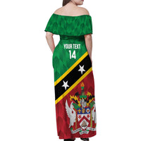 Custom Saint Kitts and Nevis Cricket Family Matching Off Shoulder Maxi Dress and Hawaiian Shirt Go Champions Patriots