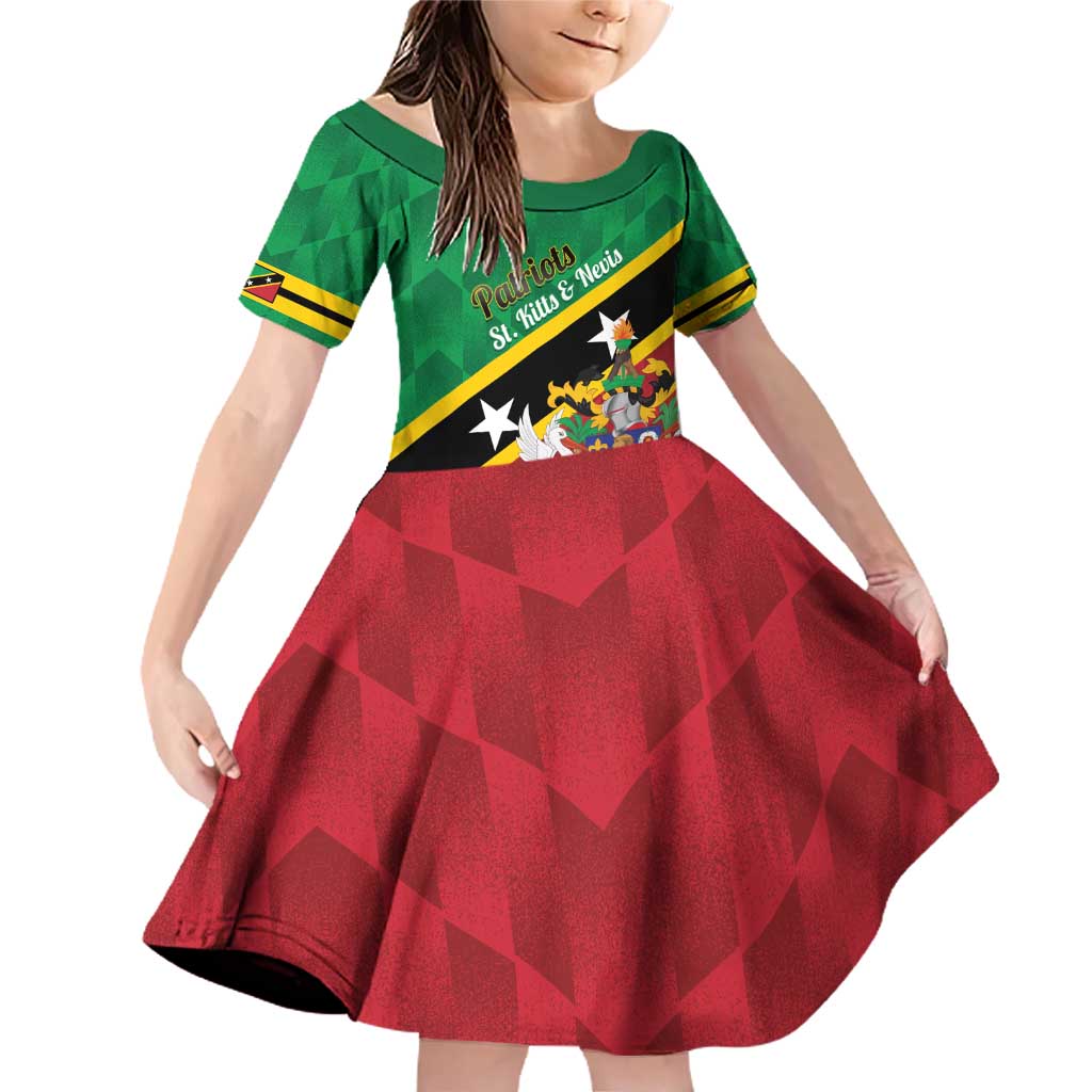 Custom Saint Kitts and Nevis Cricket Family Matching Off Shoulder Short Dress and Hawaiian Shirt Go Champions Patriots