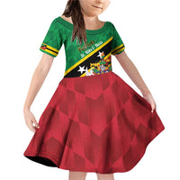 Custom Saint Kitts and Nevis Cricket Family Matching Off Shoulder Short Dress and Hawaiian Shirt Go Champions Patriots