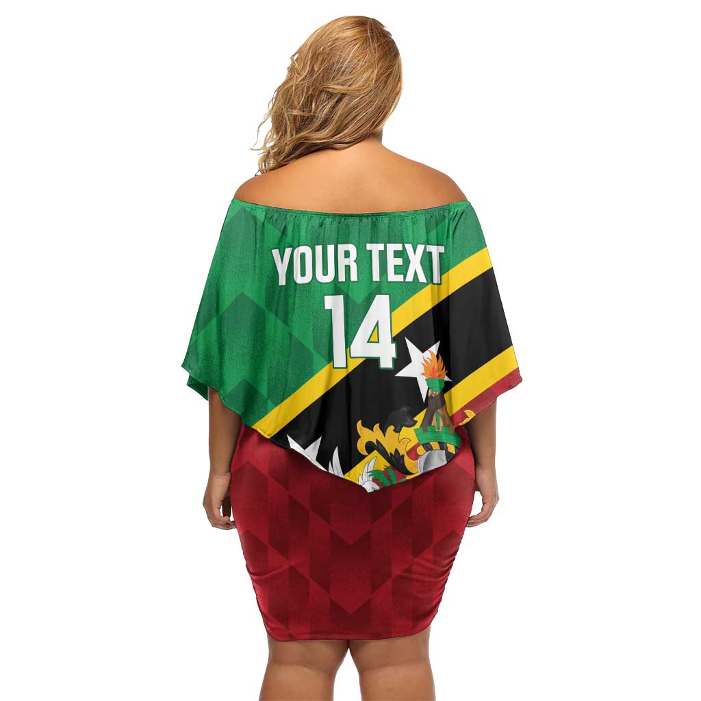 Custom Saint Kitts and Nevis Cricket Family Matching Off Shoulder Short Dress and Hawaiian Shirt Go Champions Patriots