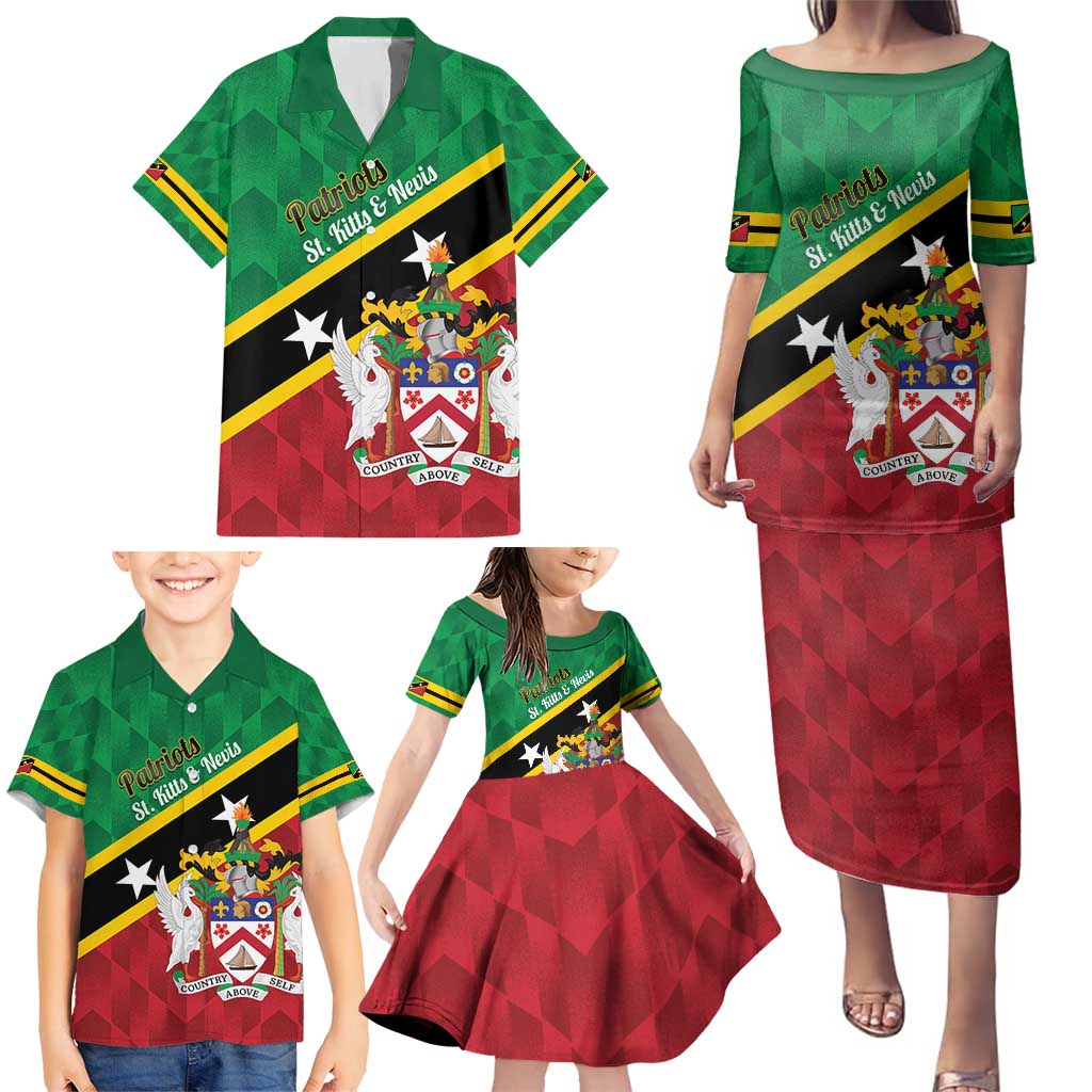 Custom Saint Kitts and Nevis Cricket Family Matching Puletasi and Hawaiian Shirt Go Champions Patriots