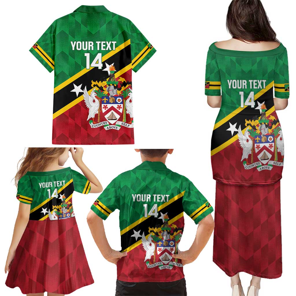 Custom Saint Kitts and Nevis Cricket Family Matching Puletasi and Hawaiian Shirt Go Champions Patriots