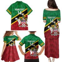 Custom Saint Kitts and Nevis Cricket Family Matching Puletasi and Hawaiian Shirt Go Champions Patriots