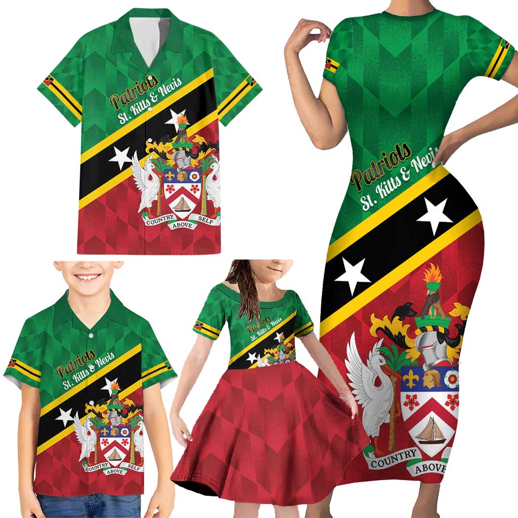 Custom Saint Kitts and Nevis Cricket Family Matching Short Sleeve Bodycon Dress and Hawaiian Shirt Go Champions Patriots