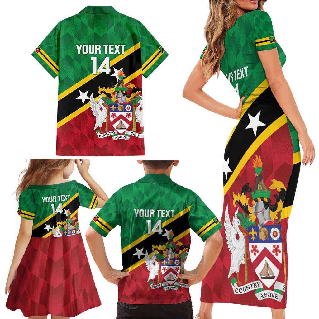 Custom Saint Kitts and Nevis Cricket Family Matching Short Sleeve Bodycon Dress and Hawaiian Shirt Go Champions Patriots