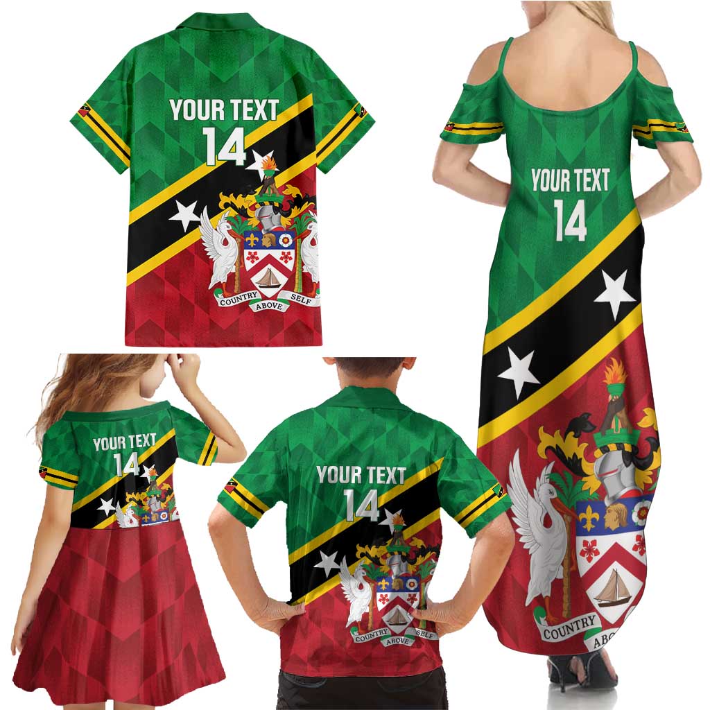 Custom Saint Kitts and Nevis Cricket Family Matching Summer Maxi Dress and Hawaiian Shirt Go Champions Patriots