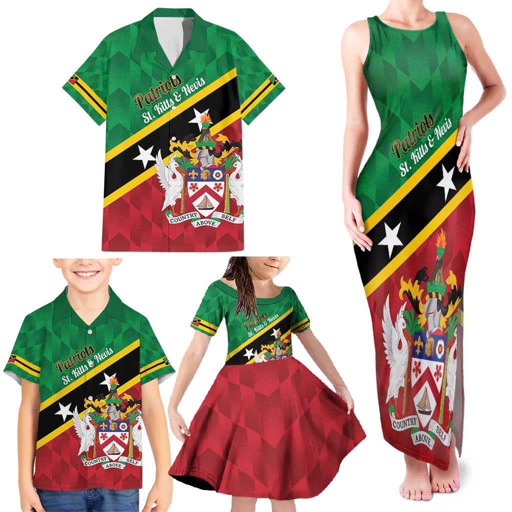 Custom Saint Kitts and Nevis Cricket Family Matching Tank Maxi Dress and Hawaiian Shirt Go Champions Patriots