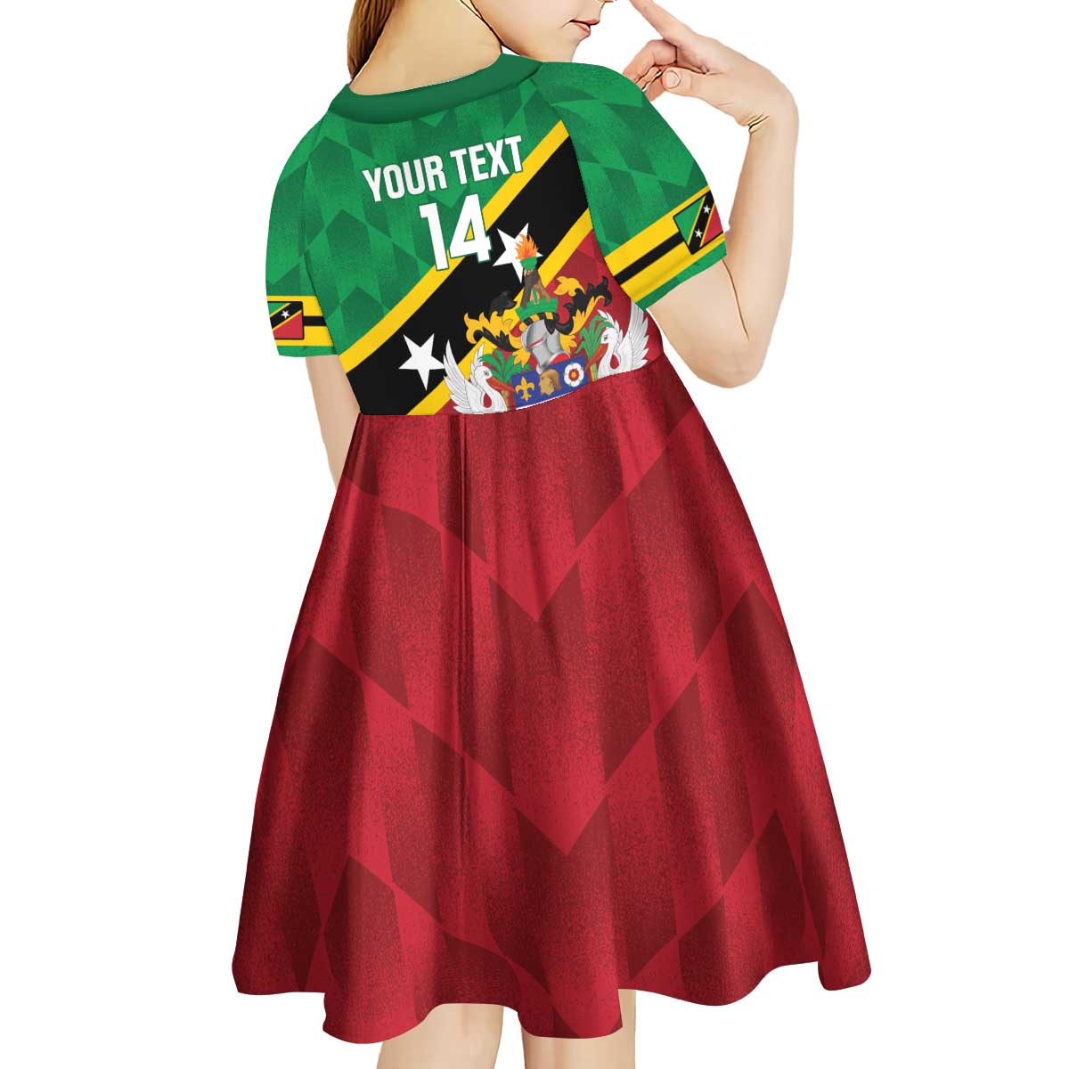 Custom Saint Kitts and Nevis Cricket Kid Short Sleeve Dress Go Champions Patriots