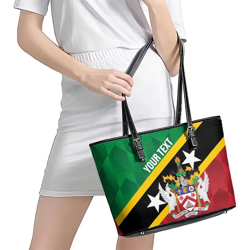 Custom Saint Kitts and Nevis Cricket Leather Tote Bag Go Champions Patriots