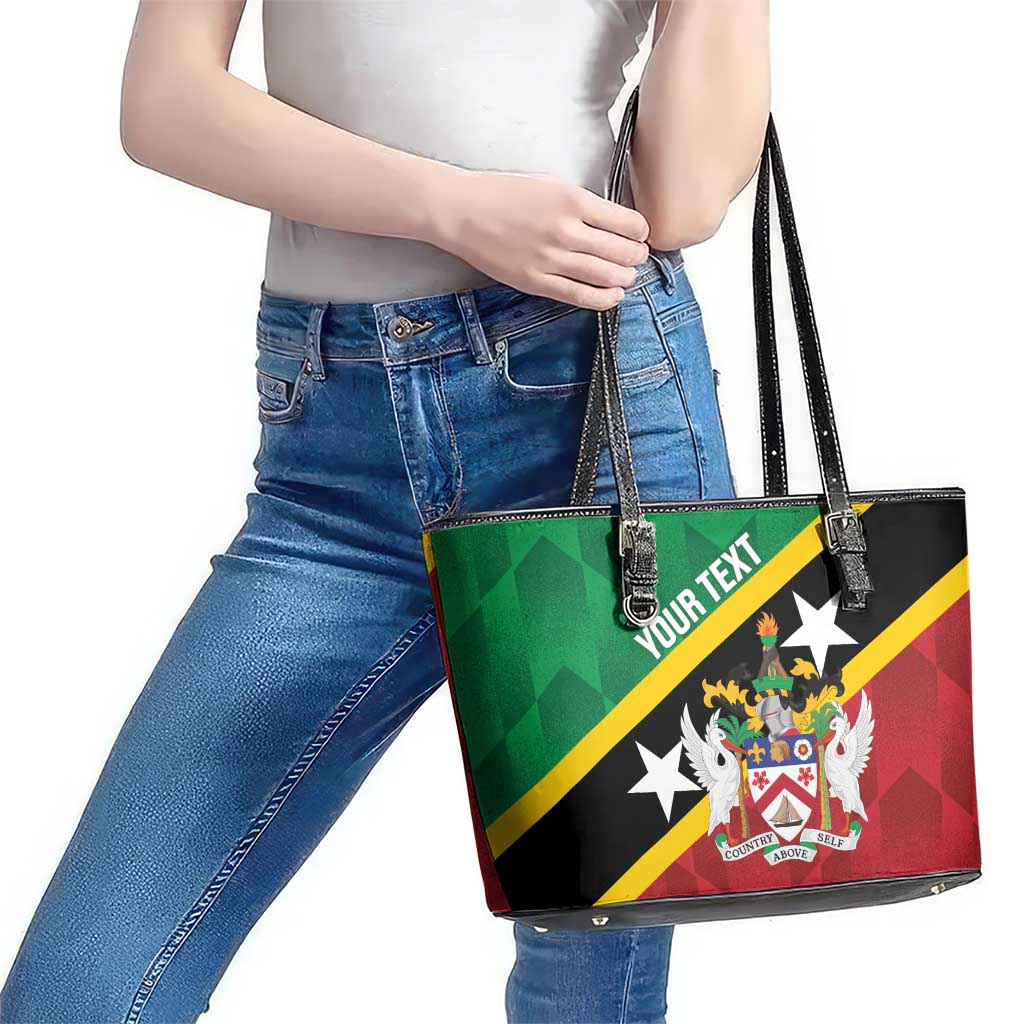 Custom Saint Kitts and Nevis Cricket Leather Tote Bag Go Champions Patriots