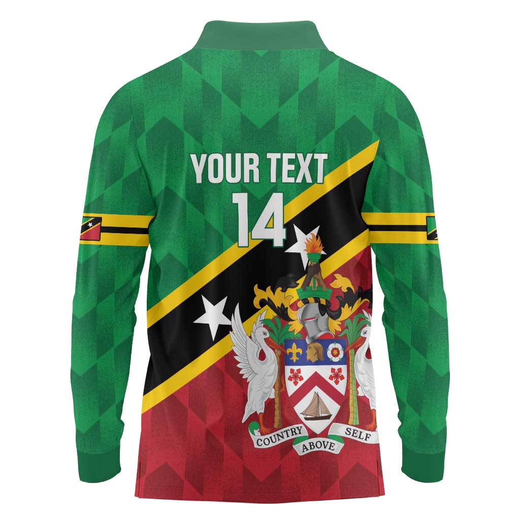 Custom Saint Kitts and Nevis Cricket Long Sleeve Polo Shirt Go Champions Patriots