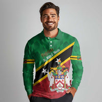 Custom Saint Kitts and Nevis Cricket Long Sleeve Polo Shirt Go Champions Patriots