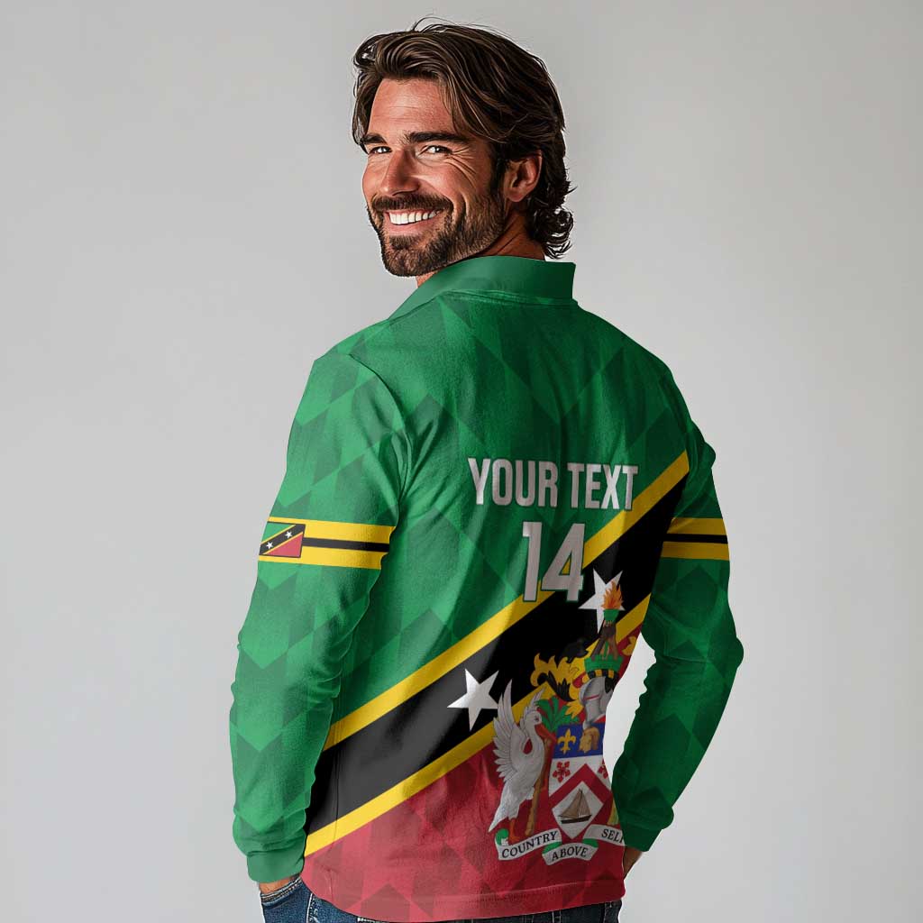 Custom Saint Kitts and Nevis Cricket Long Sleeve Polo Shirt Go Champions Patriots