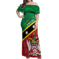 Custom Saint Kitts and Nevis Cricket Off Shoulder Maxi Dress Go Champions Patriots