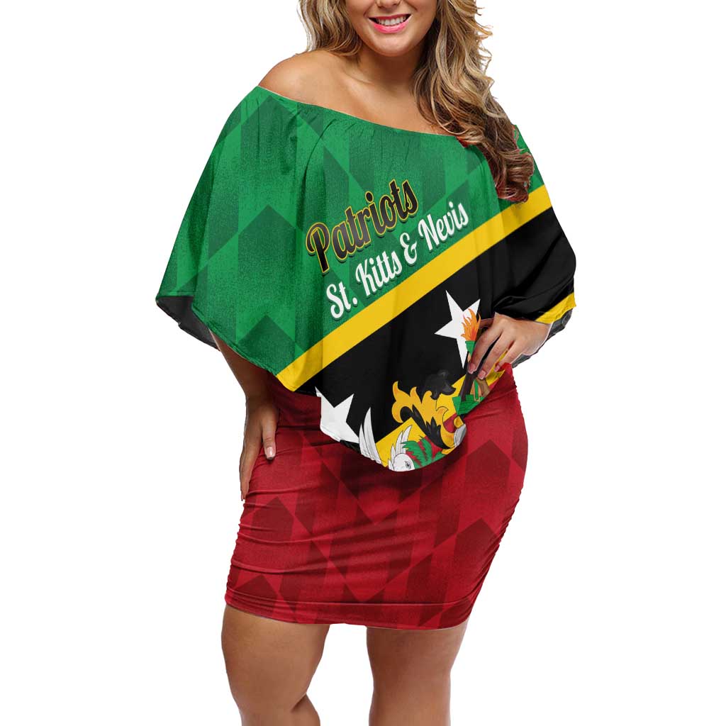 Custom Saint Kitts and Nevis Cricket Off Shoulder Short Dress Go Champions Patriots