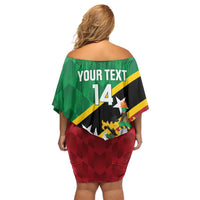 Custom Saint Kitts and Nevis Cricket Off Shoulder Short Dress Go Champions Patriots