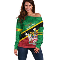 Custom Saint Kitts and Nevis Cricket Off Shoulder Sweater Go Champions Patriots