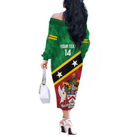Custom Saint Kitts and Nevis Cricket Off The Shoulder Long Sleeve Dress Go Champions Patriots